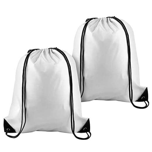 KUUQA 2 Pcs White Drawstring Backpack Drawstring Bag Bulk Sports Cinch Bags String Backpack Storage Bags for Gym Traveling