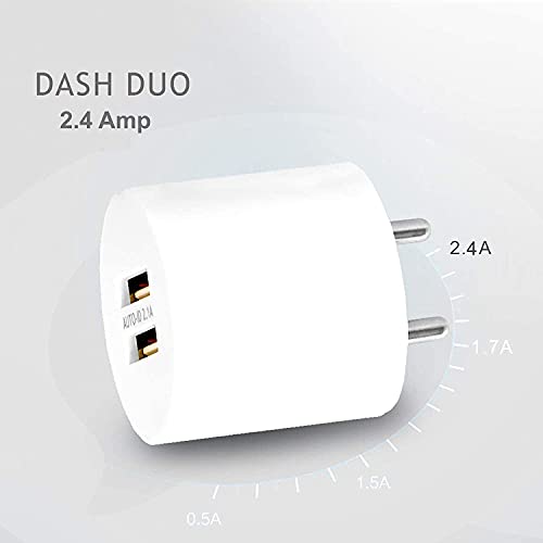 Image of Dual Port Charger for Xiaomi Redmi 13C 5G / 13 C Charger Original Adapter Like Android Mobile Fast USB Wall Charger with 1 Meter USB Type C Charging Data Cable (3.4 Amp, TOVC3, White)