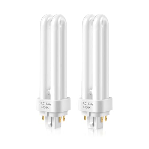 GlintBay 13W GX24Q-1 CFL Bulb, G24q 1 Compact Fluorescent Lamp, 4000k Natural White Gx24q-1,2U Shade 4 pin Energy Saving Bulb, AC220-240V