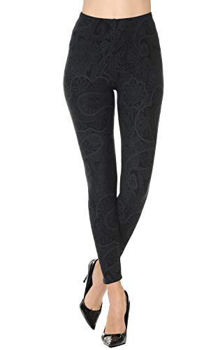VIV Collection Printed Brushed Ultra Soft Leggings (Dark Shadow Paisley)