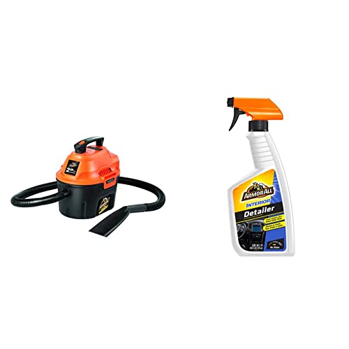 Armor All, AA255, 2.5 Gallon 2 Peak HP Wet/Dry Utility Shop Vacuum, Orange & Spray, Car Interior Cleaner Spray for Dirt and Dust, 16 Fl Oz