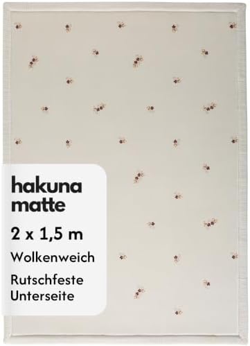 Wolkenweiche Spielmatte Baby 200x150x2,5cm, Blumen, Tatami Matte | Teppich für Kinderzimmer mit hochwertigem Hochdichter Polyurethan – Krabbelmatte Baby mit Rutschfester Unterseite