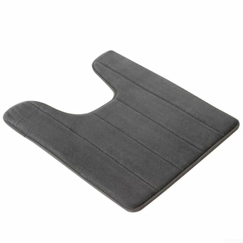 Tapis de toilette antidérapant en polaire corail pour salle de bain, tapis contour WC lavable, doux et absorbant (gris foncé)