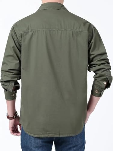 Image of FABRIPPLE Men's Cargo Jacket Shirt | 100% Cotton | 6 Pocket Utility Overshirt | Casual & Outdoor Wear | Breathable & Lightweight Fabric