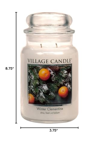 Village Candle Winter Clementine Large Apothecary Jar, Scented Candle, 21.25 oz.