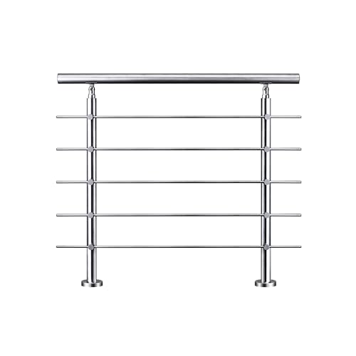 Garde-corps 100cm avec main courante, en acier inoxydable 201, pour intérieur et extérieur,...