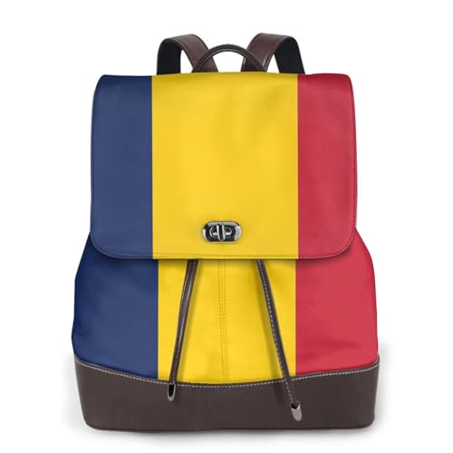 Sac à dos cuir imprimé Tchad pour voyager et faire de la randonnée avec son ordinateur portable