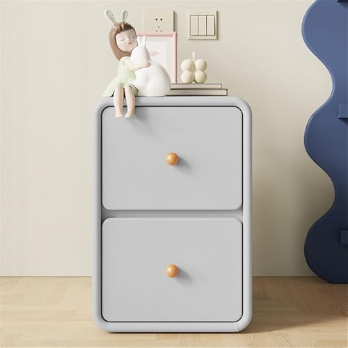 Petite commode rangement bois gris table de chevet étroite