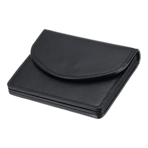 Image of uxcell PU Leather Business Card Case, Business Name Card Holder Wallet with Magnetic Shut Pocket Holder for Women Credit ID Card, Black