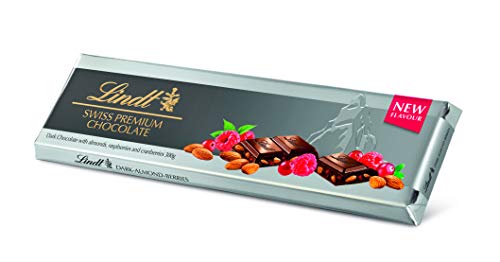 Image of Lindt Swiss Premium Dark Chocolate Bar with Almonds and Berries, Dark Chocolate with Raspberries and Cranberries, 300g (Product Of UK)