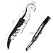Uaorexplo Professional Heavy Duty Wine Opener, Compact and Foldable Wine Key, Strength Stainless Steel corkscrew, Double Hinged, Foil Cutter, Ideal Tools for Servers, Bartenders, Sommelier (Black).