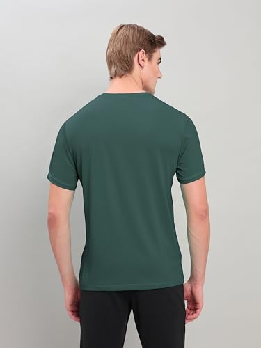 Image of TECHNOSPORT Men's Solid Slim Fit Round Neck T-Shirt TECHNOCOOL+ Half Sleeve Slip On Polyester for Gym Running Workout UPF50+ Anti Odour
