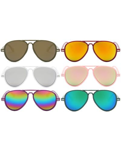 OWL 6Pcs Kids Aviator Sunglasses Bulk UV400 Protection Lens Plastic Toddler Costume Aviators Sunglasses Boys Girls2