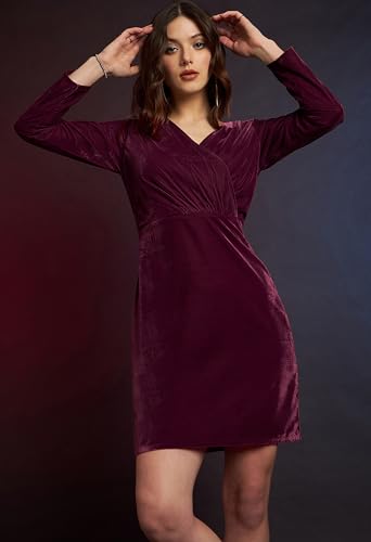 Image of ALL YOURS Womens Ravishing Velvet Slim Fit Party Dress for Women|Valentine Dress for Women|midi Dress for Women|Short Dresses for Women|Dresses for Women|Bodycon Dresses for Women|Bodycon Dresses