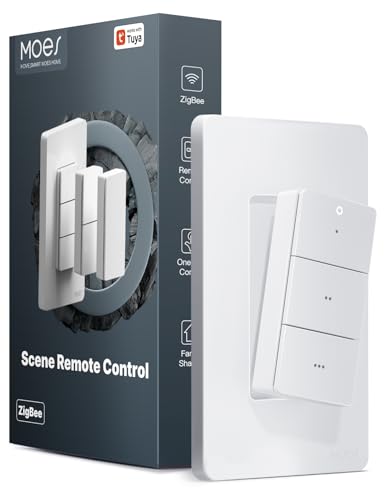 MOES Wireless Smart Scene Switch Require TUYA MOES HUB- Zigbee Button 9-Action DIY Scene Controller Magnetic Wall Mount or Handheld 365-Day Battery