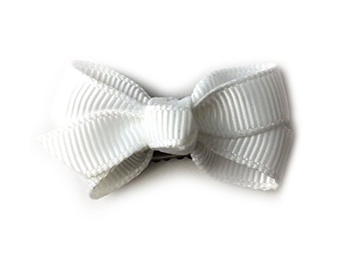 Baby Wisp Infant Mini Latch Clip Grosgrain Boutique Hair Bows Baby Girls Newborn (White)