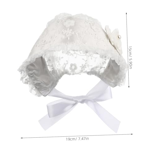 NOLITOY Adjustable Lace Cap White Newborn Hat for Years Soft Comfortable Princess Bonnet for Daily Wear and Photos2