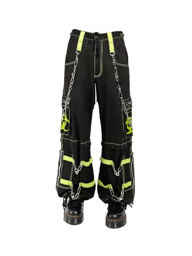 Gothic Bondage Bio-Hazard Lime Zip Off Pants Alternative Punk Rock Cyber Chain Goth Trouser