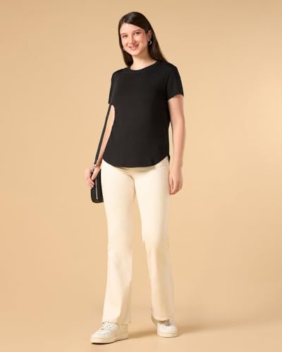 Image of Wellbi Bamboo Women's Tshirt - Ultra-Soft, Breathable & Sustainable | Premium Cotton Blend for Supreme Comfort | Stylish & Eco-Friendly T-Shirt for Women | Tshirt Women Cotton