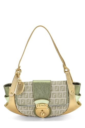 Fendi, Pre-loved Multicolor Zucchino Canvas Compilation Shoulder Bag, Green