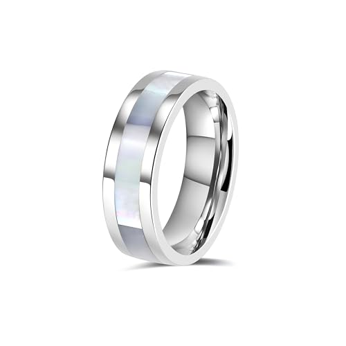 Titanium Wedding Bands with Mother of Pearl Inlay 6mm for Everyday Wear Comfort Fit Engagement Ring for Men Women2