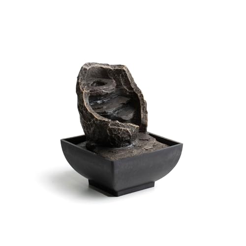 The Secret Home - Fuente Eléctrica Decorativa - 13,5 x 13,5 x 18 cm - Decoración del Hogar de Imitación Piedra con Cable de Alimentación - Ideal para Salón, Comedor o Habitación.