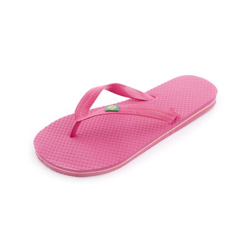 R-ISLAND Chanclas mujer,sandalias,adulto,logo Brasil, comodo, para la piscina,playa,casa,ducha.. etc (ROSA, numeric_39)