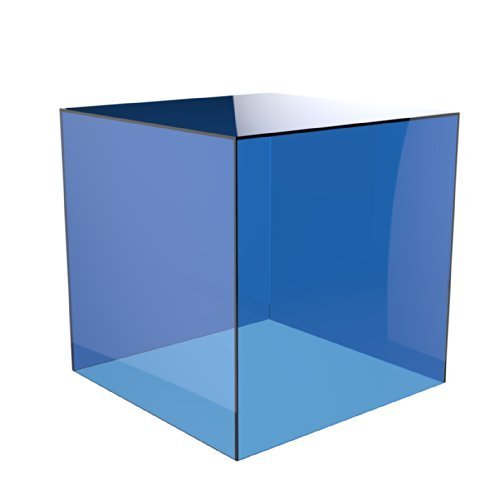 Acrylic Cube Display Stand Square 5 Sided Box Perspex Tray Retail Shop Holder (500mm x 500mm x 500mm, Light Blue)