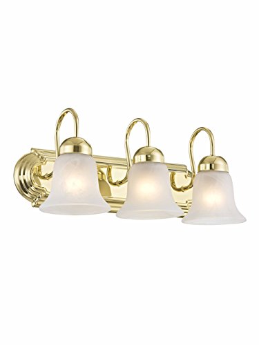 Image of Livex Lighting 1073-02 Riviera 3-Light Bath Light, Polished Brass, 18 x 8 x 8 | Dimensions: 18 x 8 x 8