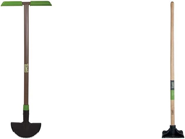 AMES 2917200 Saw-Tooth Border Edger with T-Grip, 39-Inch & 2233400 9-Pound Steel Tamper with Hardwood Handle, 48-Inch