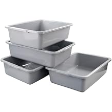 Obstnny 4-Pack Commercial Bus Tub, 32 L, Large Utility Bus Tote Boxes, Grey