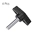 HARFINGTON 4pcs Tee Wing Knobs M10 x 30mm Metric Male Threaded Stud 55mm T Head Plastic Knob Handles Thumb Screws Hand Clamping Tightening Knob Grip Thumbscrew, Black