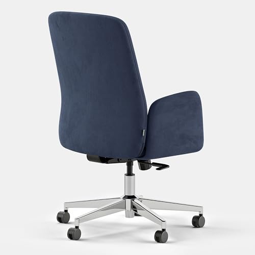 Image of Branch Softside Mid Century Modern Office Chair | Removable Arms with Luxury Cloud-Like Comfort, Adjustable Height, Integrated Lumbar Support, Velvet Fabric, Indigo