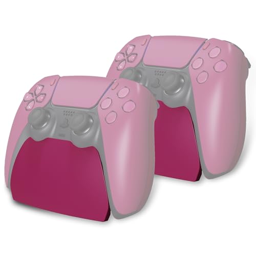 PlayVital 2 Pack Controller Display Stand for ps5, Gamepad Stand Desk Holder for ps5 Controller Accessories with Rubber Pads, Cosmic Red