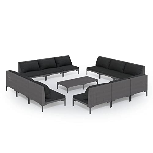 Tidyard 13-TLG. Lounge Gartenmöbel Set, Loungemöbel Garten Rattan, Terrassenmöbel, Gartenmöbel Lounge Sofa, Poly Rattan… – Bild 3
