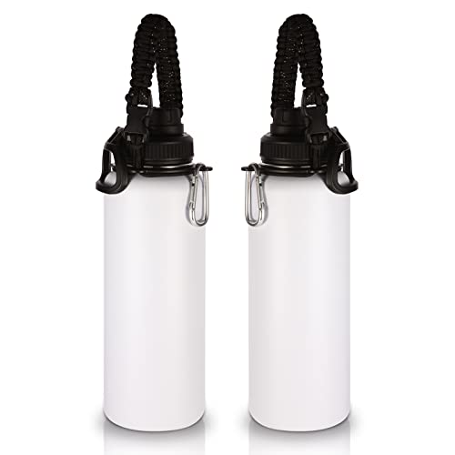 Volhoply Insulated Water Bottles Bulk 2 Pack, 40 oz Stainless Steel Sports Bottle with Paracord Handle & Spout Lid, Double Walled Vacuum Metal Water Cups, Reusable Big jug for Adults(White,2 Set)