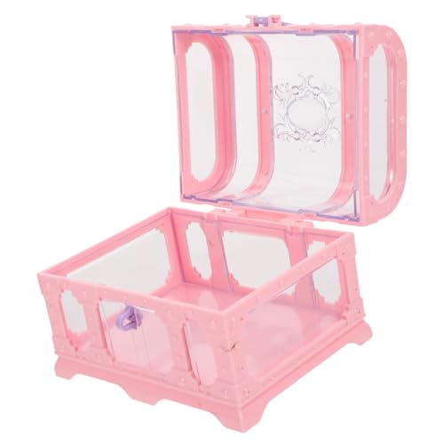 Hemobllo Cofre del Tesoro Vintage Pequeño con Cerradura Caja de Almacenamiento Transparente para Niñas Baúl Decorativo para Juguetes y Joyas Caja Organizadora Mediana