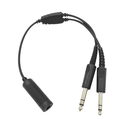 WODASEN Military U-174 Helicopter Headset Plug to GA Dual Plugs General Aviation Headsets Adapter U174/U TP-120 to Twin PJ-068 PJ-055 Fixed-Wing Airplane Connector Pilot Extension Cable Converter Cord