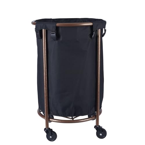 Household-Essentials-Round-Laundry-Hamper-with-Wheels-Copper-Black-Large Household Essentials Round Laundry Hamper with Wheels Copper Black Large