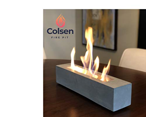 Colsen Tabletop Rubbing Alcohol Fireplace Indoor Outdoor Fire Pit Portable Fire Concrete Bowl Pot Fireplace (Rectangular)