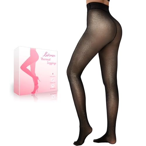 Image of HONGTEYA Fleece Lined Tights Women Winter Thermal Leggings Pantyhose Fake Translucent Thick Warm Sheer Tights (US, Alpha, X-Large, Regular, Regular, Fake Translucent gold)