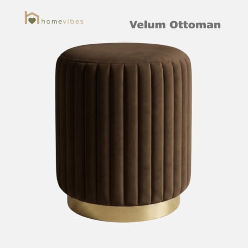 Image of Velum 3 Seater Sofa for Living Room & Office | Premium Fabric Upholstery | Solid Wood Frame | Comfortable Seating | 3 Years Warranty (Dark Brown, Seating Pouffe)