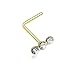 20G Triple Linear Gem L-Shaped Nose Ring