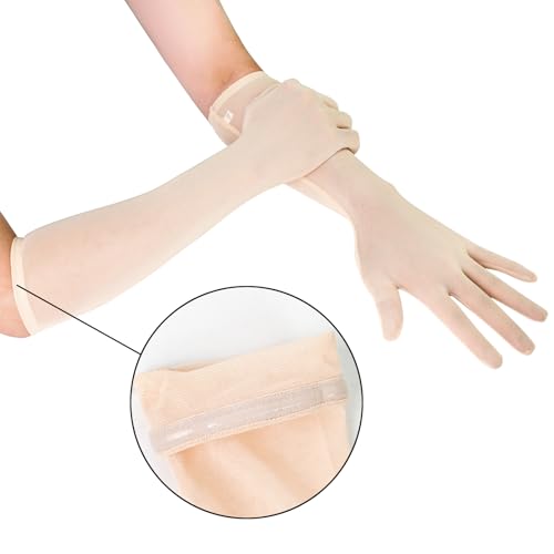 Luwint Non-slip Tulle Mesh Elbow Length Gloves for Women Teen Girls Opera Dress Party Costume2