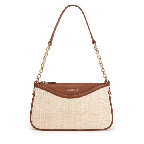 Missnine Shoulder Bag for Women Small Purse Trendy Clutch Hobo Bag Vegan Leather Mini Handbag with Zipper Closure