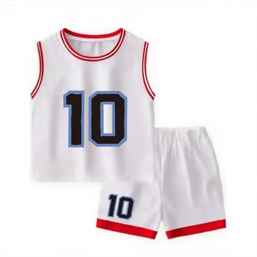 LTHYTY Kids Basketball Jerseys #10 Athletic Scrimmage Tank Top Shorts Sport Sets for 5-13 Years Girls and Boys(X-Small, White)