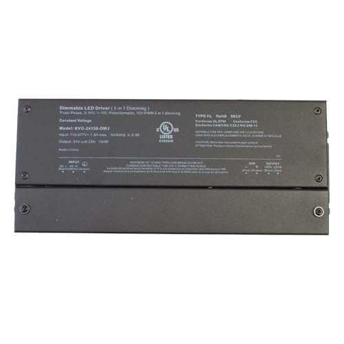 Image of Dimmable LED Driver, UL Listed 24v 150w Triac 0-10v ELV /MLV /AC 110v - 277v to DC 24v Transformer Compatible with Lutron, Leviton dimmers