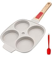 Bobikuke Padella Pancake con Maniglia Rimovibile, Padella per Uova 4 Fori Antiaderente in Allumin...
