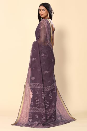 Image of MIRCHI FASHION Kota Doria Cotton Saree with Blouse Piece | Paisley Block Printed Saree for Women | Traditional Ethnic Daily Wear Summer Saree