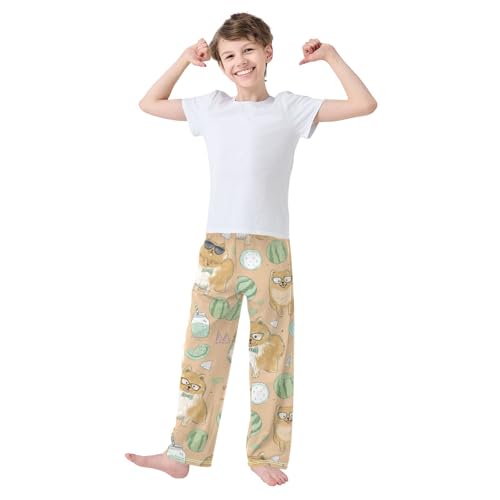 ZZXXB Pomeranian Watermelon Boys Long Pants Soft Trousers Elastic Waist Kids Lounge Bottoms with Pockets S-XL3